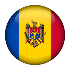 Obraz premium Round glossy Button with flag of Moldova