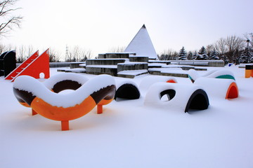 The amusement park is hibernating