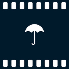 Flat paper cut style icon of umbrella