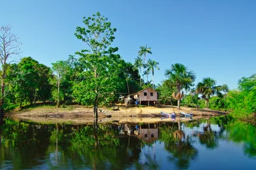 Fotobehang Tilt house on the Amazon river © alexzappa