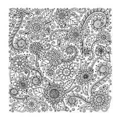 Ethnic floral doodle background pattern in vector.