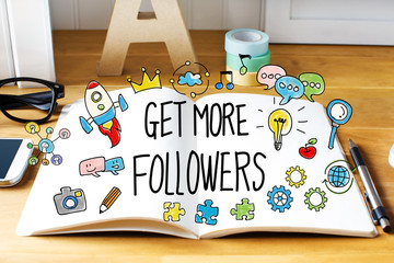 Get More Followers concept with notebook