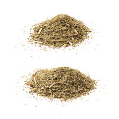 Pile of dry mate tea isolated