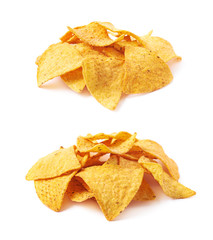 Pile of tortilla chips isolated