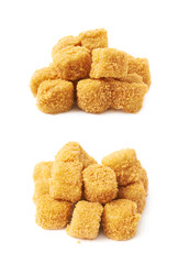 Pile of breaded crab balls isolated