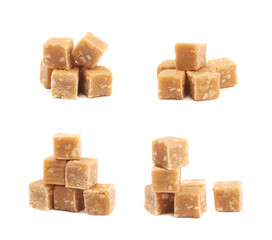 Toffee candy with nuts isolated