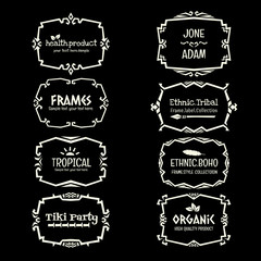 Ethnic Tribal style frame collection in monochrome.