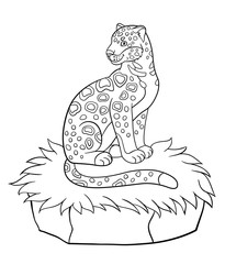 Coloring pages. Cute jaguar smiles.