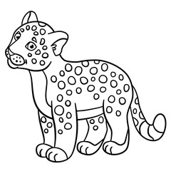 Coloring pages. Cute jaguar smiles.