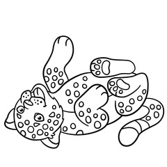 Coloring pages. Cute jaguar smiles.