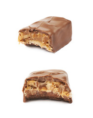Caramel chocolate bar isolated