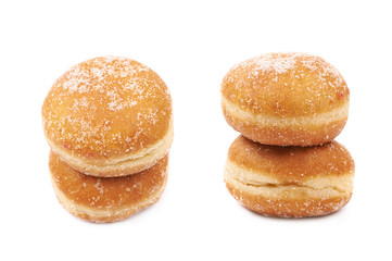 Jam filled doughnut isolated