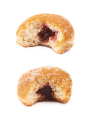 Jam filled doughnut isolated
