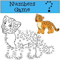 Educational game: Numbers game with contour. Little cute baby ja