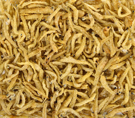 Close up salted crispy deep fried