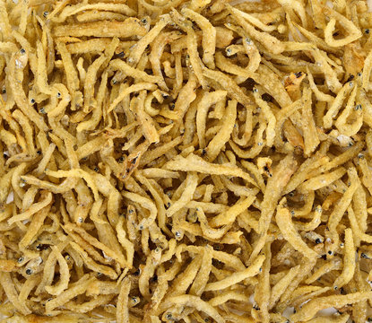 Close up salted crispy deep fried