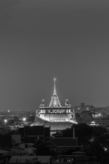 Black and White, Golden Mount Pagoda, Bangkok Landmark, Thailand
