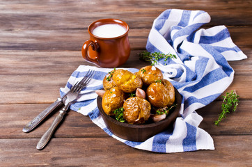 Young baked potatoes