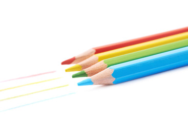 Four drawing pencils composition isolated