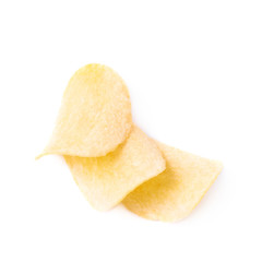 Few potato chips isolated