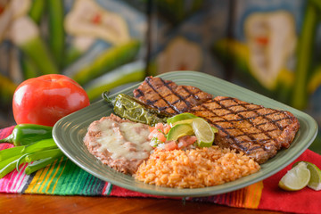 Traditional Mexican food carne asada