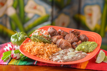 Traditional Mexican food carnitas
