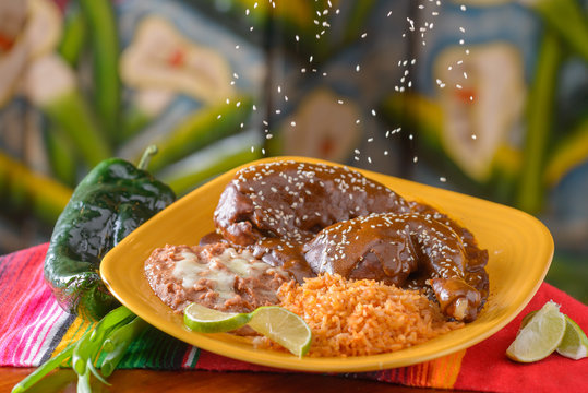 Traditional Mexican food chicken mole