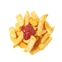 Pile of french fried potato slices isolated