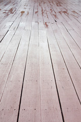 perspective old grunge brown wooden floor with thick desk background