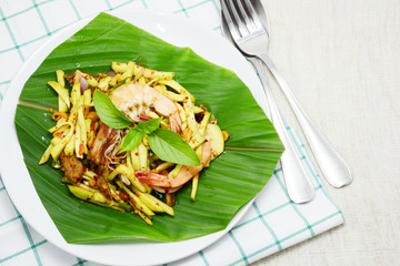 Thai salad, Green mango salad with shrimp, Spice salad