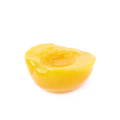Canned peach half isolated