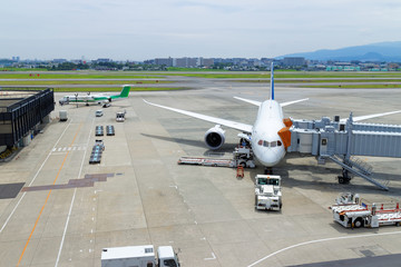 大阪国際空港 搭乗中の旅客機