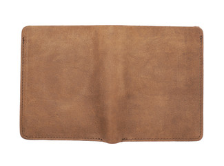 Flat leather wallet isolated