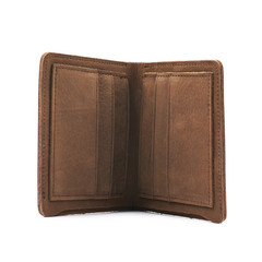 Flat leather wallet isolated