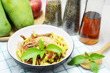 Thai salad, Green mango salad with shrimp, Spice salad