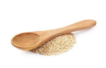 Pile of grain quinoa seeds isolated