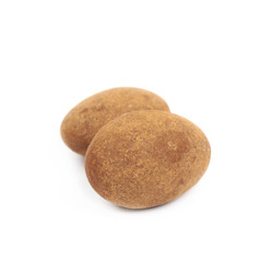 Chocolate coated almond nut isolated