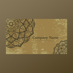 Mandala round ornaments business card. Vector decorative elements for card design. Isolated tribal ethnic motif