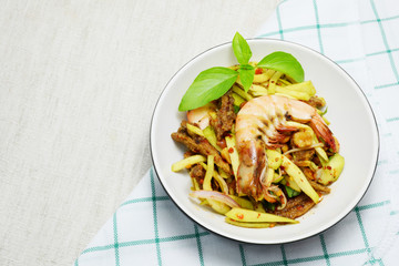 Thai salad, Green mango salad with shrimp, Spice salad