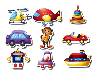 Obraz na płótnie Canvas Sticker set of many toys