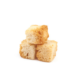Pile of garlic croutons isolated
