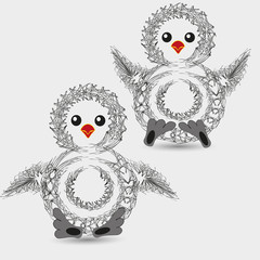 Vector illustration of a funny penguin chick
Graphics drawing funny chick penguin on a light background for decoration and design
