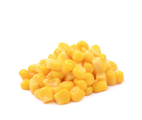 Pile of a canned corn isolated