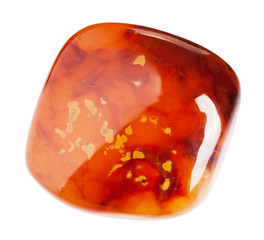Carnelian semiprecious stone isolated on white with clipping path