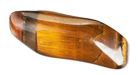 Tiger's eye stone isolated on white with clipping path