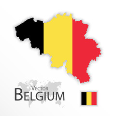 Belgium ( Kingdom of Belgium ) ( flag and map ) ( transportation and tourism concept )