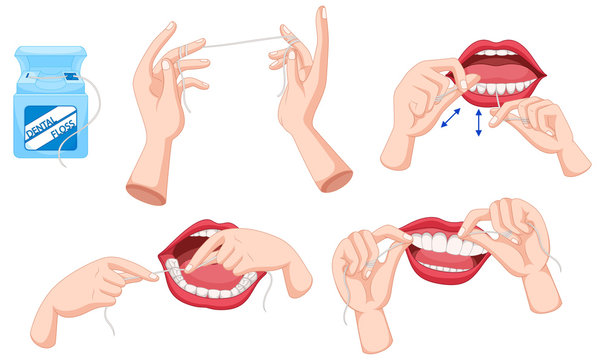 Set Of Dental Floss And How To Use