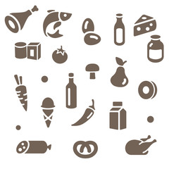 Outline simple food icons set vector illustration