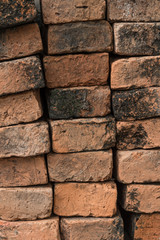 close up stack of grunge brick background