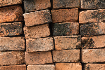 close up stack of grunge brick background